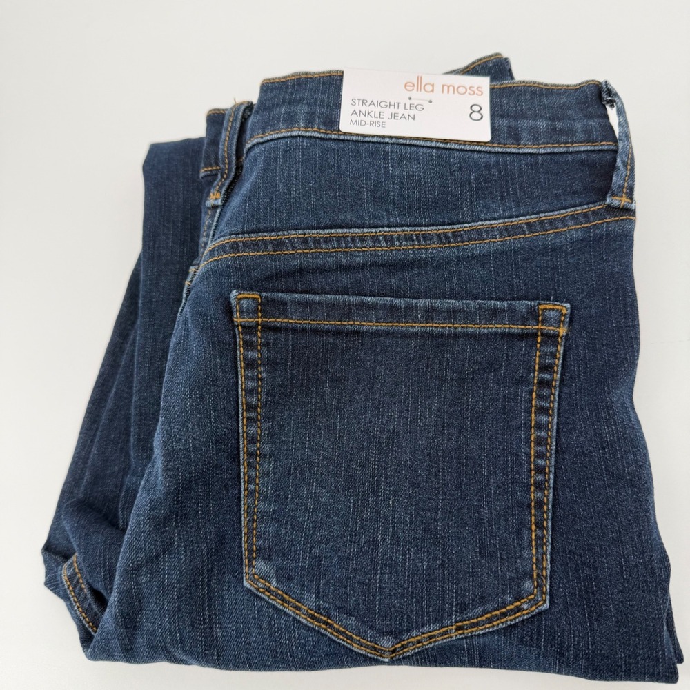 Ella Moss Jeans Womens 8 Dark Wash Straight Leg Ankle Jean High Rise Stretch